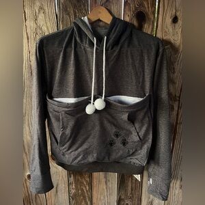 Alyc Fleece Pet Pouch Hoodie Carrier Carrying Sweatshirt, Kangaroo Pocket